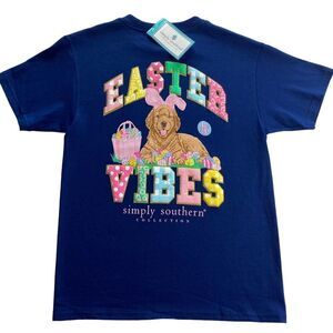 SIMPLY SOUTHERN Big Girls MEDIUM Easter Vibes - DOG - Short Sleeve Tee